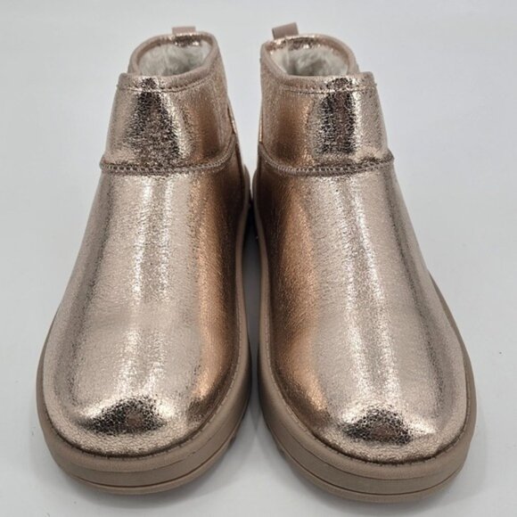 Sonoma Girls Kazz Gold Glitter Ankle Boots Faux Fur Lined Size 4 & 6 - Picture 2 of 5